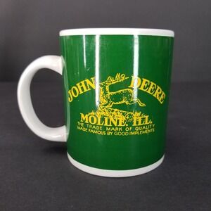 John Deere Moline Ill Vintage Logo Green Ceramic Coffee Mug Gibson Licensed